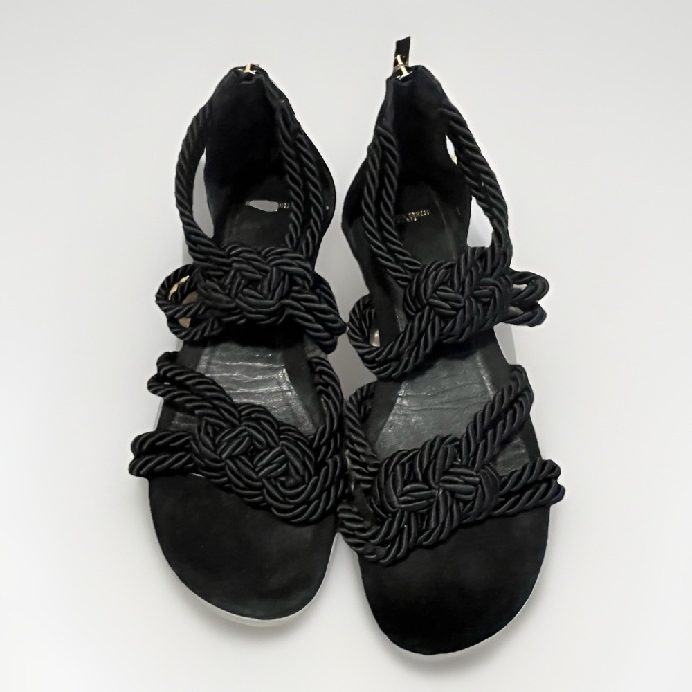 MAISON ERNEST flats Rope‎ sandals sz 38 fits 8 Black